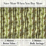 Dark Bamboo Stalks with Layered Leaves Natural Green Seamless Pattern Digital Print Fabric by the Metre UK Sewing Quilting Textile