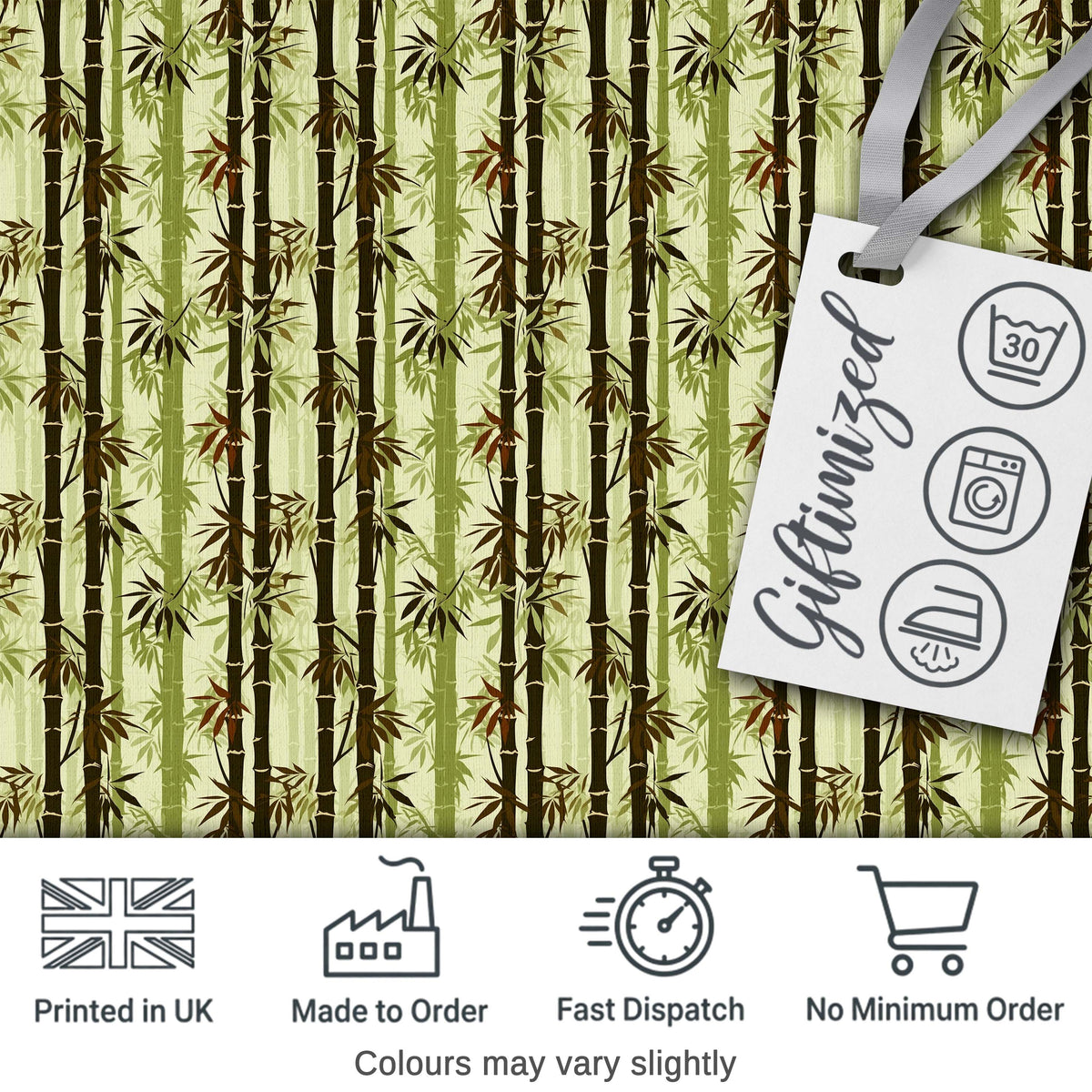 Dark Bamboo Stalks with Layered Leaves Natural Green Seamless Pattern Digital Print Fabric by the Metre UK Sewing Quilting Textile