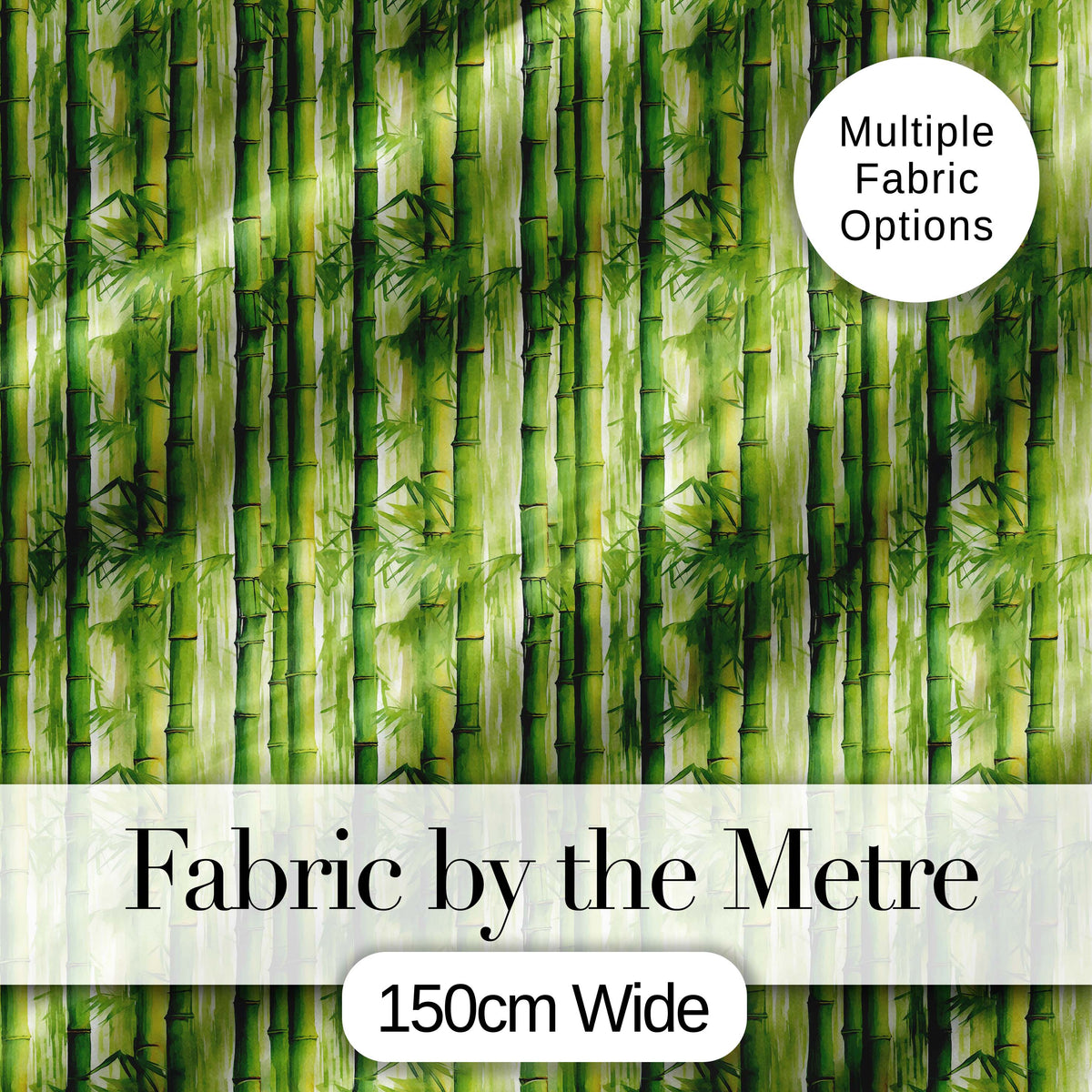 Lush Green Bamboo Forest Watercolor Style Seamless Pattern Digital Print Fabric by the Metre UK Sewing Quilting Textile