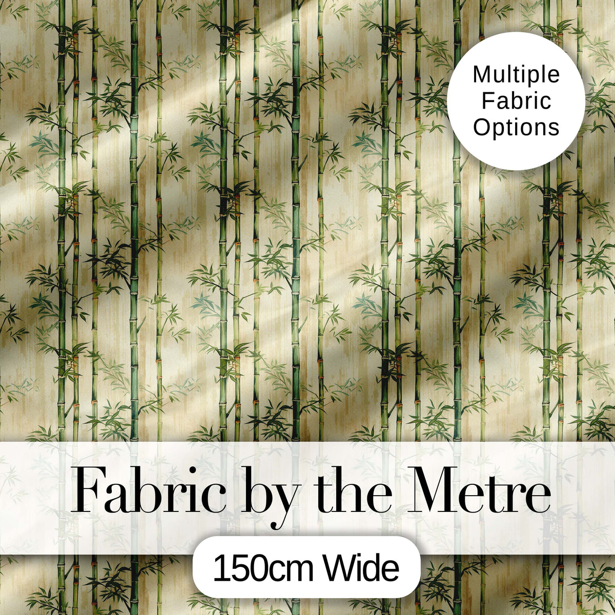 Elegant Bamboo Stems with Soft Beige Background Seamless Pattern Digital Print Fabric by the Metre UK Sewing Quilting Textile