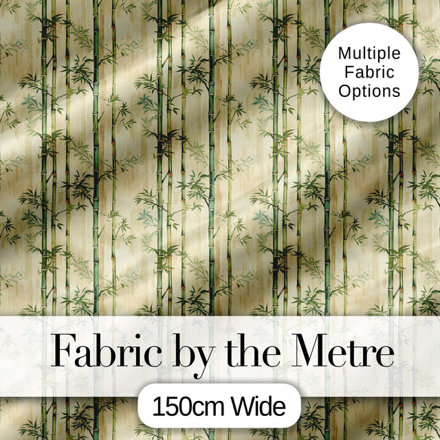 Elegant Bamboo Stems with Soft Beige Background Seamless Pattern Digital Print Fabric by the Metre UK Sewing Quilting Textile