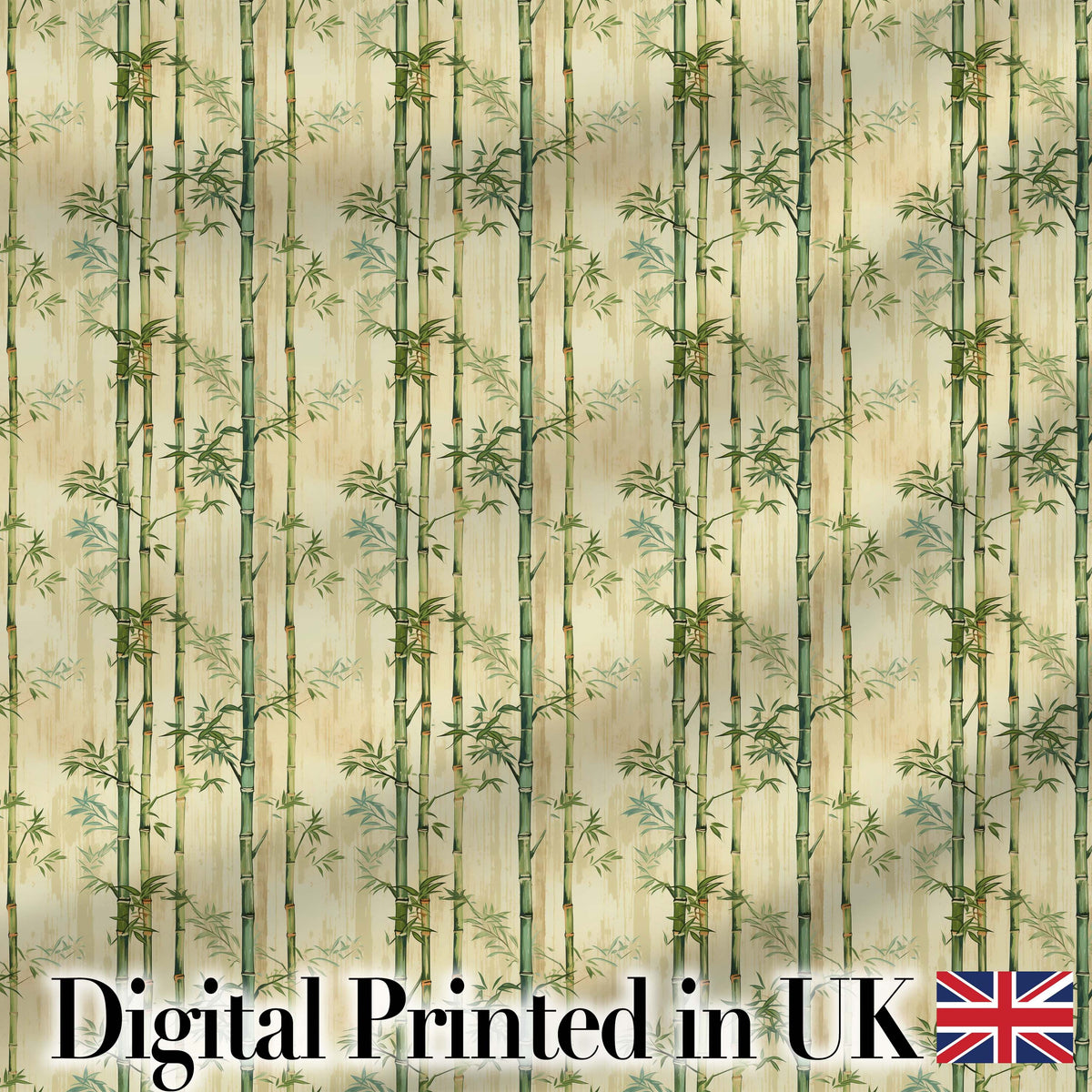 Elegant Bamboo Stems with Soft Beige Background Seamless Pattern Digital Print Fabric by the Metre UK Sewing Quilting Textile