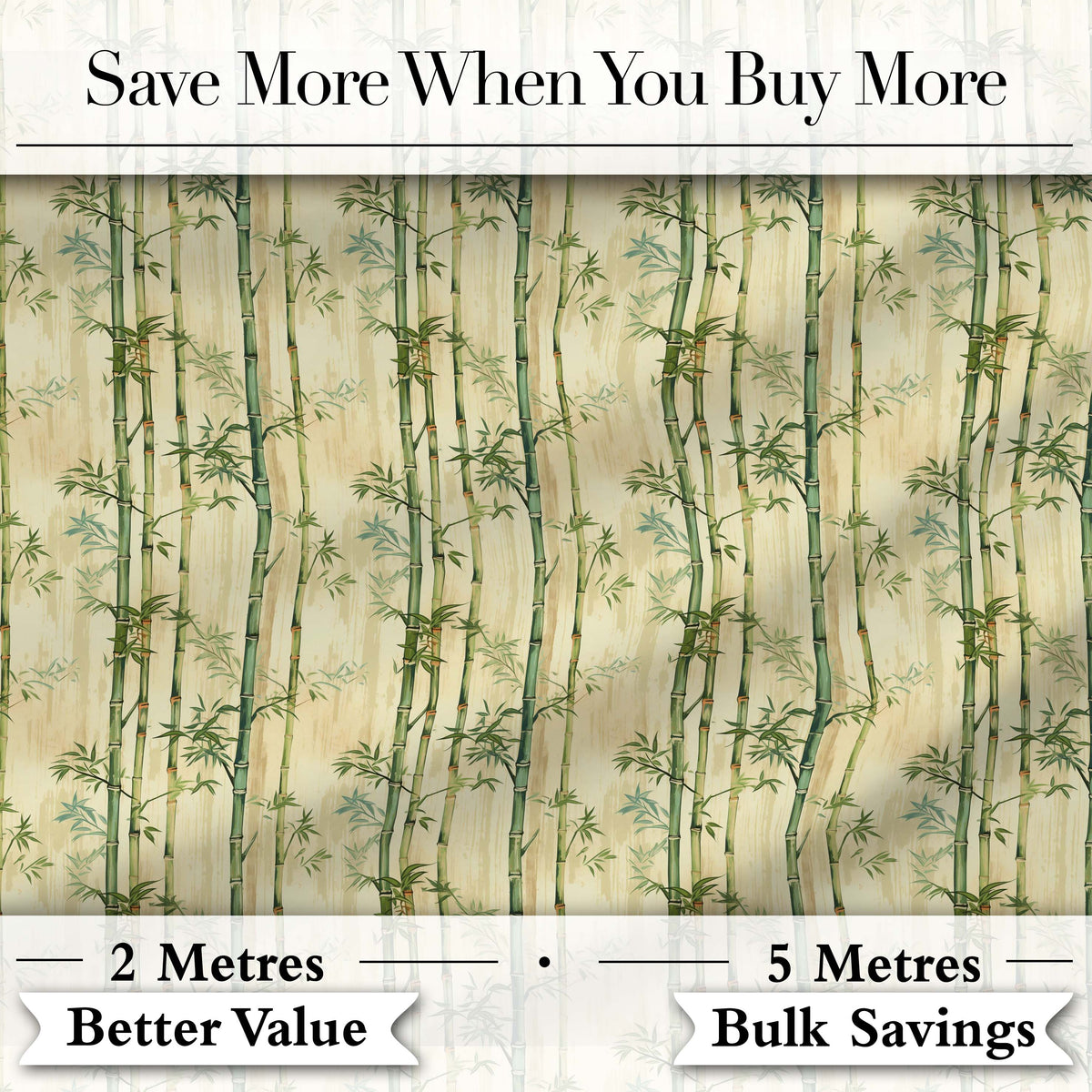 Elegant Bamboo Stems with Soft Beige Background Seamless Pattern Digital Print Fabric by the Metre UK Sewing Quilting Textile
