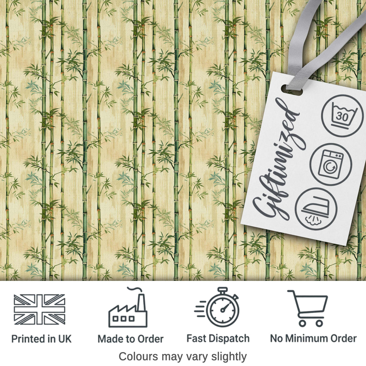 Elegant Bamboo Stems with Soft Beige Background Seamless Pattern Digital Print Fabric by the Metre UK Sewing Quilting Textile