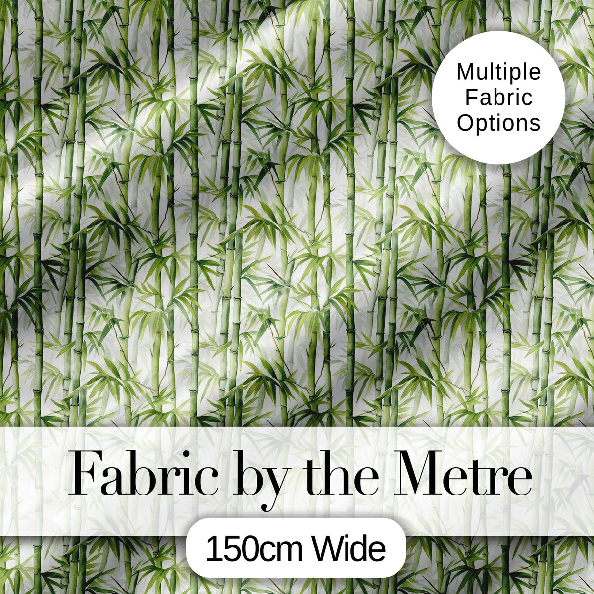 Light Green Bamboo Leaves with Soft White Background Seamless Pattern Digital Print Fabric by the Metre UK Sewing Quilting Textile