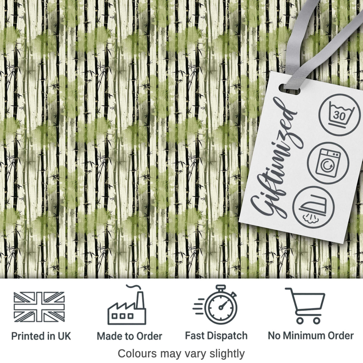 Artistic Bamboo Forest with Ink Style Brush Texture Seamless Pattern Digital Print Fabric by the Metre UK Sewing Quilting Textile