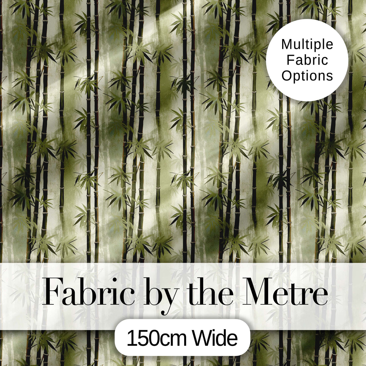 Muted Green Bamboo with Layered Forest Depth Seamless Pattern Digital Print Fabric by the Metre UK Sewing Quilting Textile