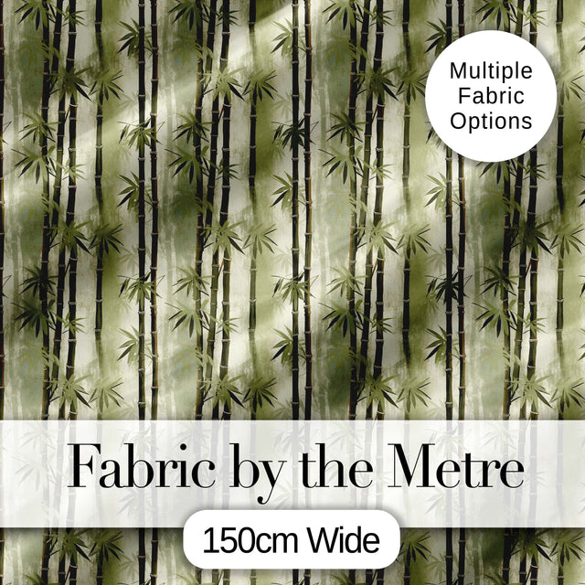 Muted Green Bamboo with Layered Forest Depth Seamless Pattern Digital Print Fabric by the Metre UK Sewing Quilting Textile
