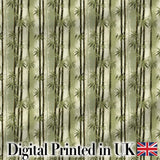 Muted Green Bamboo with Layered Forest Depth Seamless Pattern Digital Print Fabric by the Metre UK Sewing Quilting Textile