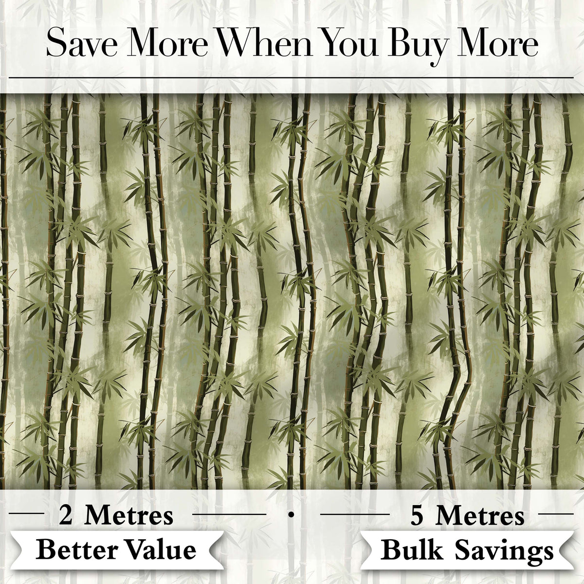 Muted Green Bamboo with Layered Forest Depth Seamless Pattern Digital Print Fabric by the Metre UK Sewing Quilting Textile