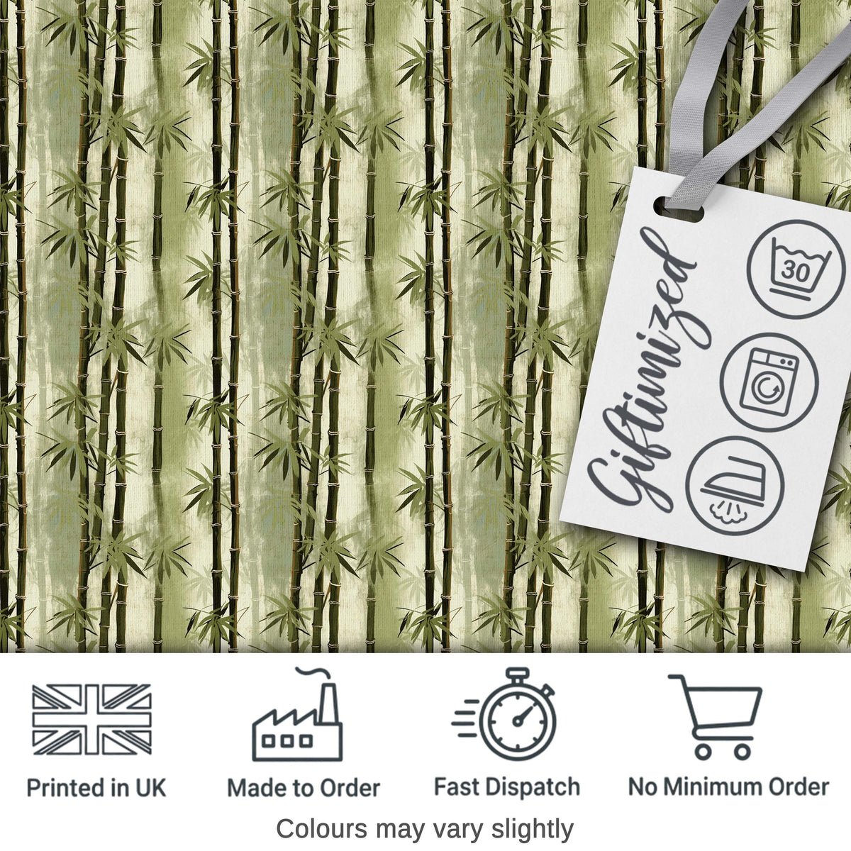 Muted Green Bamboo with Layered Forest Depth Seamless Pattern Digital Print Fabric by the Metre UK Sewing Quilting Textile