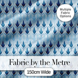 Soft Blue Leaf Minimal Modern Seamless Pattern Digital Print Fabric by the Metre UK Sewing Quilting Textile