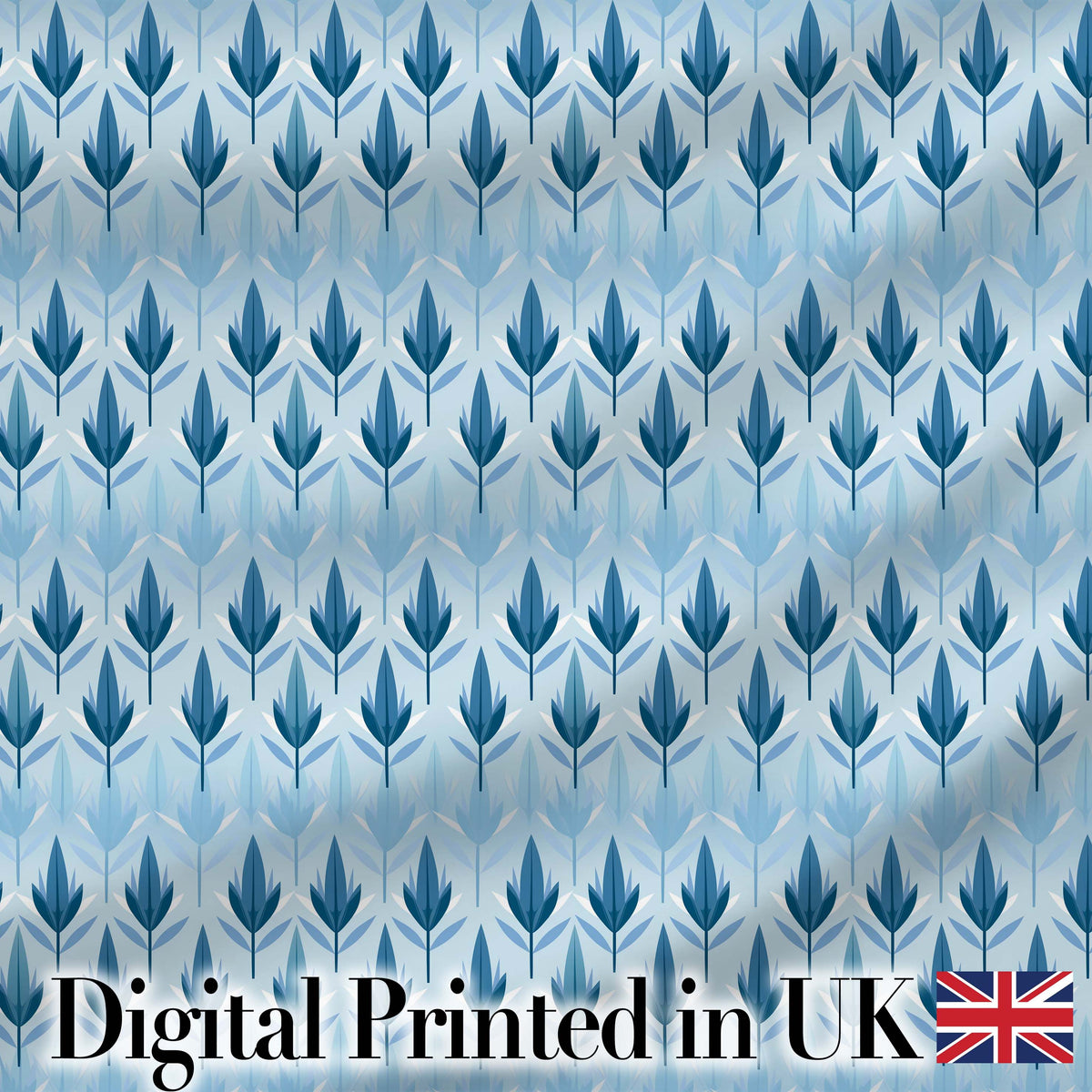 Soft Blue Leaf Minimal Modern Seamless Pattern Digital Print Fabric by the Metre UK Sewing Quilting Textile