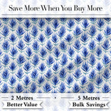 Delicate Blue Leaf Watercolor Botanical Seamless Pattern Digital Print Fabric by the Metre UK Sewing Quilting Textile