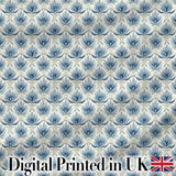 Soft Blue Lotus Style Floral Repeat Seamless Pattern Digital Print Fabric by the Metre UK Sewing Quilting Textile