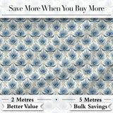Soft Blue Lotus Style Floral Repeat Seamless Pattern Digital Print Fabric by the Metre UK Sewing Quilting Textile