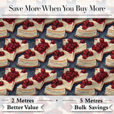 Cherry Cheesecake Dessert Sweet Treat Seamless Pattern Digital Print Fabric by the Metre UK Sewing Quilting Textile