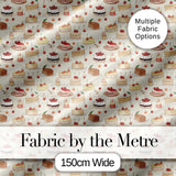 Vintage Cake and Cherry Dessert Seamless Pattern Digital Print Fabric by the Metre UK Sewing Quilting Textile