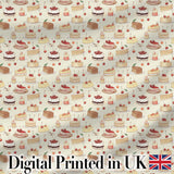 Vintage Cake and Cherry Dessert Seamless Pattern Digital Print Fabric by the Metre UK Sewing Quilting Textile