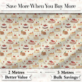 Vintage Cake and Cherry Dessert Seamless Pattern Digital Print Fabric by the Metre UK Sewing Quilting Textile