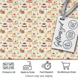 Vintage Cake and Cherry Dessert Seamless Pattern Digital Print Fabric by the Metre UK Sewing Quilting Textile