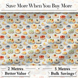 Colorful Mini Cakes and Fruit Dessert Seamless Pattern Digital Print Fabric by the Metre UK Sewing Quilting Textile