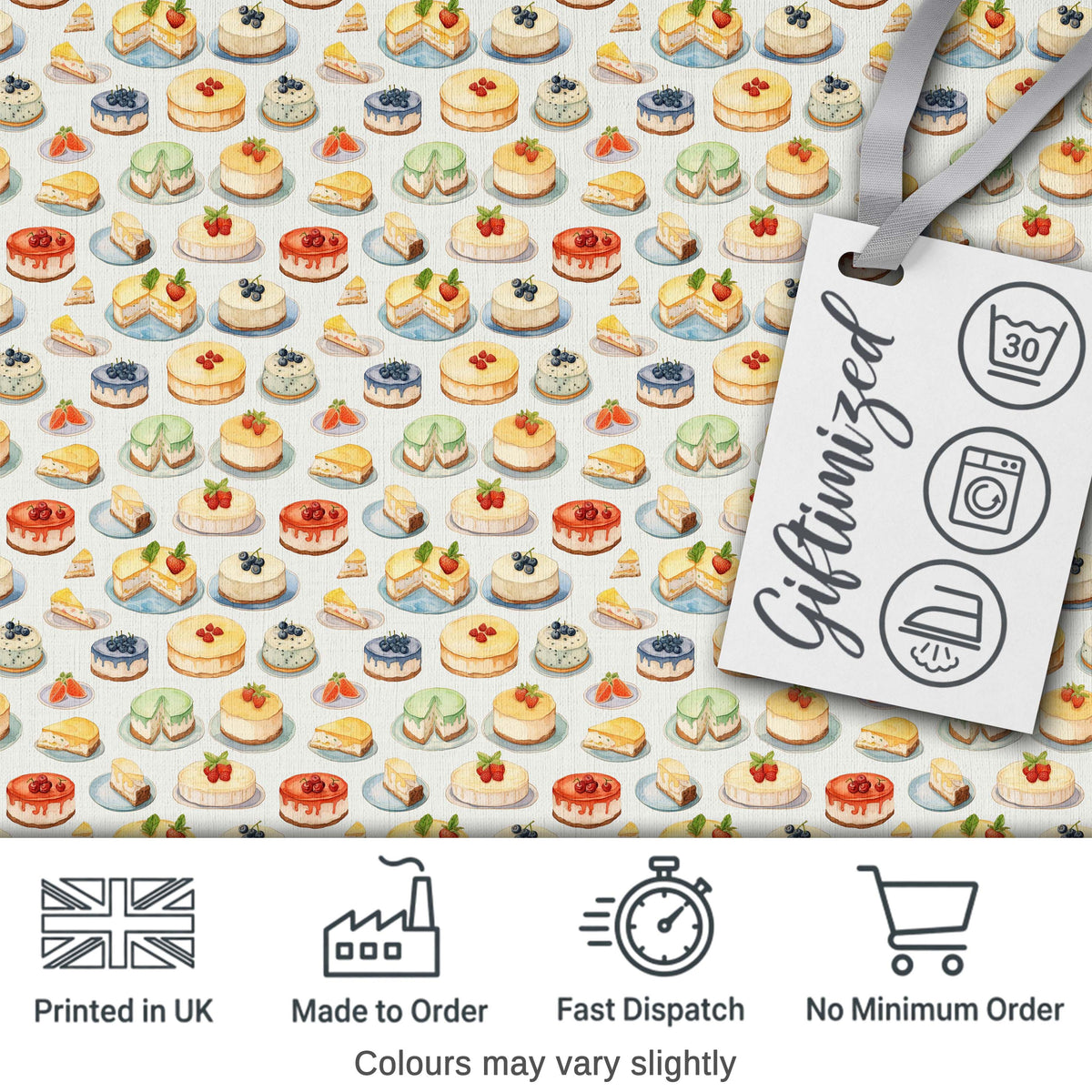 Colorful Mini Cakes and Fruit Dessert Seamless Pattern Digital Print Fabric by the Metre UK Sewing Quilting Textile