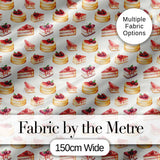Strawberry Layer Cake Sweet Dessert Variety Seamless Pattern Digital Print Fabric by the Metre UK Sewing Quilting Textile