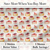 Strawberry Layer Cake Sweet Dessert Variety Seamless Pattern Digital Print Fabric by the Metre UK Sewing Quilting Textile