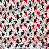 Red Black Paint Splatter Grunge Abstract Seamless Pattern Digital Print Fabric by the Metre UK Sewing Quilting Textile
