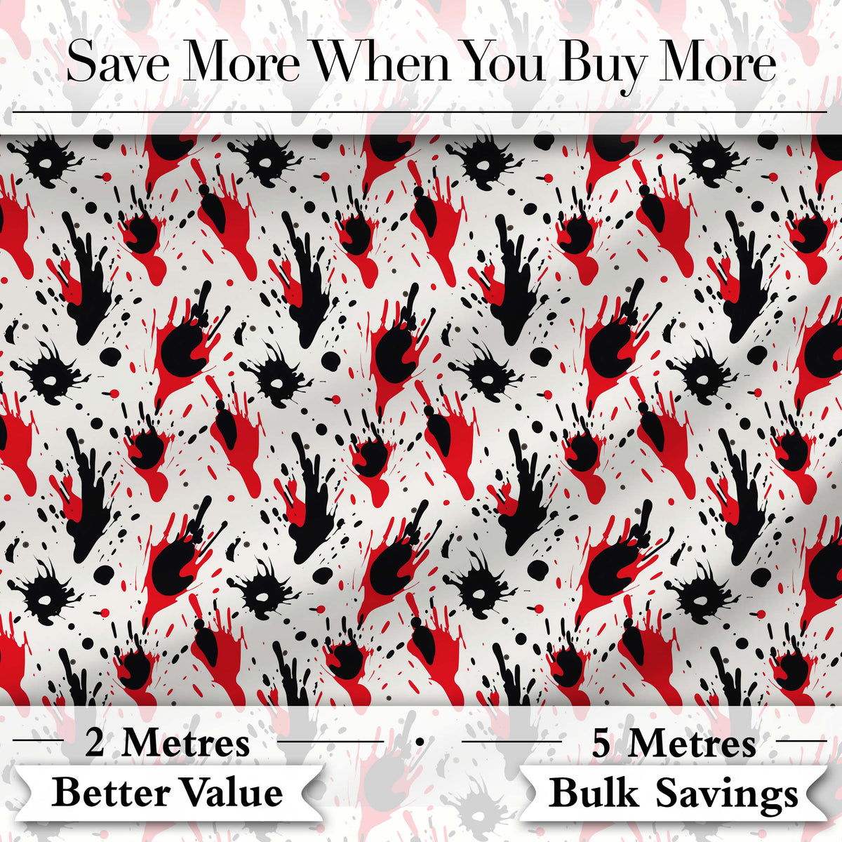Red Black Paint Splatter Grunge Abstract Seamless Pattern Digital Print Fabric by the Metre UK Sewing Quilting Textile