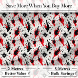 Red Black Paint Splatter Grunge Abstract Seamless Pattern Digital Print Fabric by the Metre UK Sewing Quilting Textile