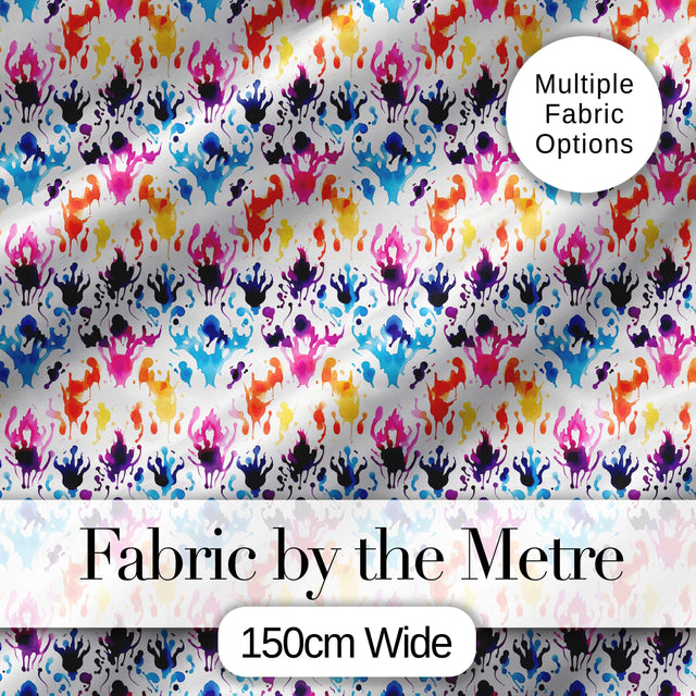 Colorful Watercolor Ink Splash Abstract Artistic Seamless Pattern Digital Print Fabric by the Metre UK Sewing Quilting Textile