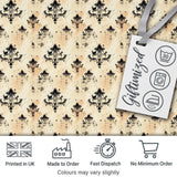 Vintage Damask Grunge Ink Splash Elegant Seamless Pattern Digital Print Fabric by the Metre UK Sewing Quilting Textile