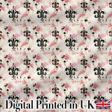 Pink Grunge Fleur De Lis Artistic Vintage Seamless Pattern Digital Print Fabric by the Metre UK Sewing Quilting Textile
