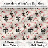 Pink Grunge Fleur De Lis Artistic Vintage Seamless Pattern Digital Print Fabric by the Metre UK Sewing Quilting Textile