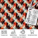 Abstract Orange Black Fluid Marble Swirl Seamless Pattern Digital Print Fabric by the Metre UK Sewing Quilting Textile