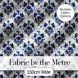 Navy Blue Floral Ink Blot Damask Seamless Pattern Digital Print Fabric by the Metre UK Sewing Quilting Textile