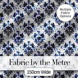 Navy Blue Floral Ink Blot Damask Seamless Pattern Digital Print Fabric by the Metre UK Sewing Quilting Textile