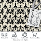 Black Damask Silhouette Ornamental Seamless Pattern Digital Print Fabric by the Metre UK Sewing Quilting Textile