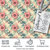 Elegant Pink Blue Floral Damask Vintage Seamless Pattern Digital Print Fabric by the Metre UK Sewing Quilting Textile