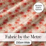 Soft Red Floral Watercolour Blossom Seamless Pattern Digital Print Fabric by the Metre UK Sewing Quilting Textile