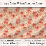 Soft Red Floral Watercolour Blossom Seamless Pattern Digital Print Fabric by the Metre UK Sewing Quilting Textile