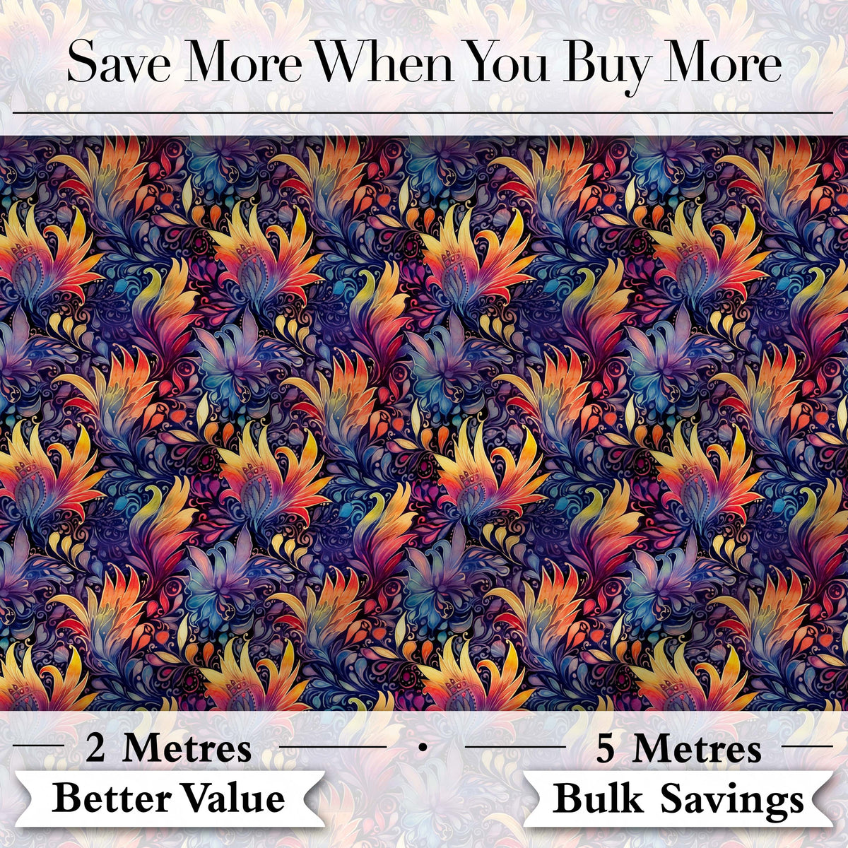 Vibrant Multicolour Fantasy Floral Seamless Pattern Digital Print Fabric by the Metre UK Sewing Quilting Textile