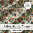 Teal Orange  Floral Garden Seamless Pattern Digital Print Fabric by the Metre UK Sewing Quilting Textile