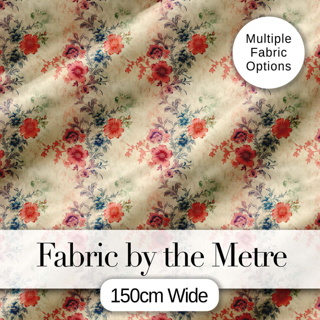 Vintage Pastel Floral Bouquet Soft Texture Seamless Pattern Digital Print Fabric by the Metre UK Sewing Quilting Textile