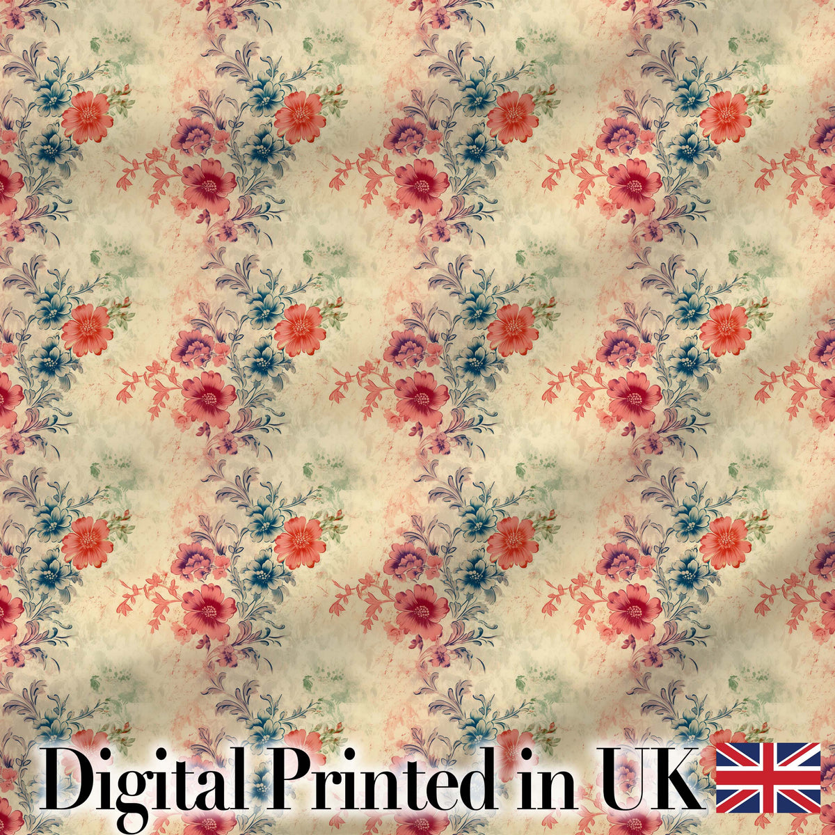 Vintage Pastel Floral Bouquet Soft Texture Seamless Pattern Digital Print Fabric by the Metre UK Sewing Quilting Textile