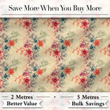 Vintage Pastel Floral Bouquet Soft Texture Seamless Pattern Digital Print Fabric by the Metre UK Sewing Quilting Textile