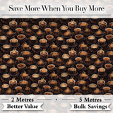 Coffee Cups Dark Roast Cafe Theme Seamless Pattern Digital Print Fabric by the Metre UK Sewing Quilting Textile