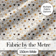 Minimal Coffee Cups and Leaves Neutral Tone Seamless Pattern Digital Print Fabric by the Metre UK Sewing Quilting Textile